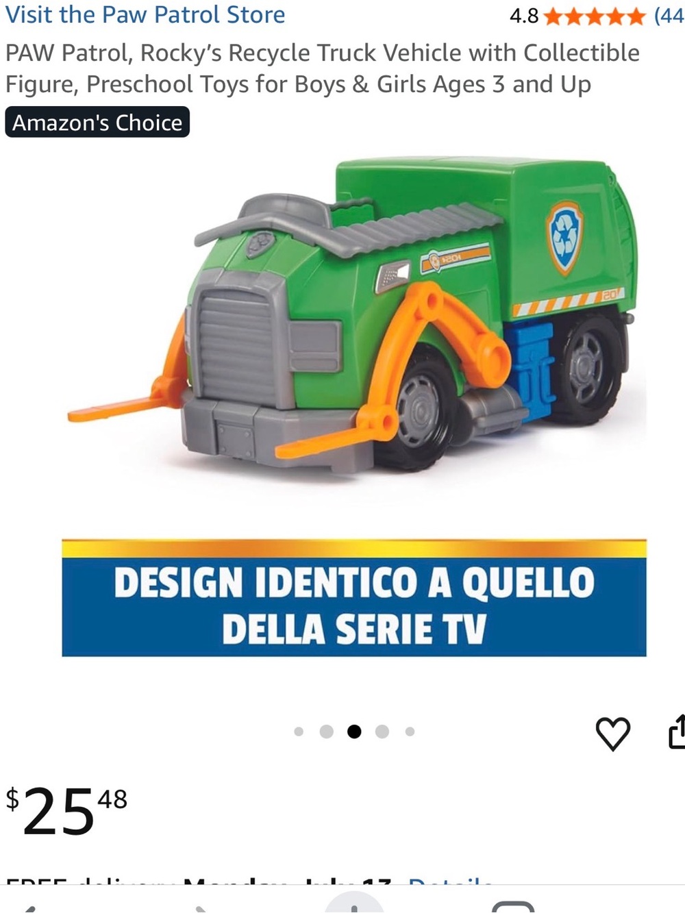 Paw Patrol Rocky Recycle Truck Toy - Green with Orange & Gray Accents